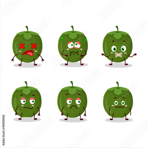 Black sapote cartoon character with nope expression