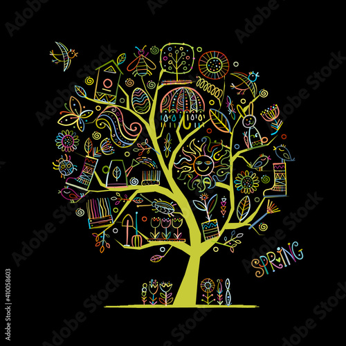 Spring Concept Tree. Gardening Art for your design. Easter Holiday