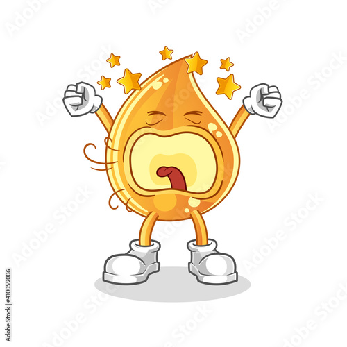 oil drop yawn character. cartoon mascot vector
