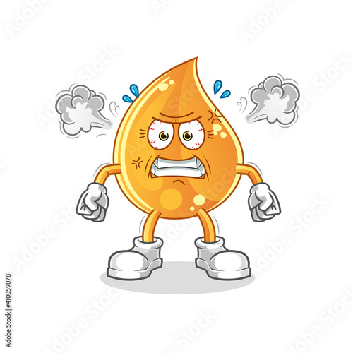 oil drop very angry mascot. cartoon vector