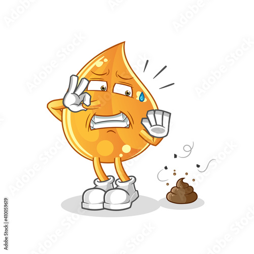oil drop with stinky waste illustration. character vector