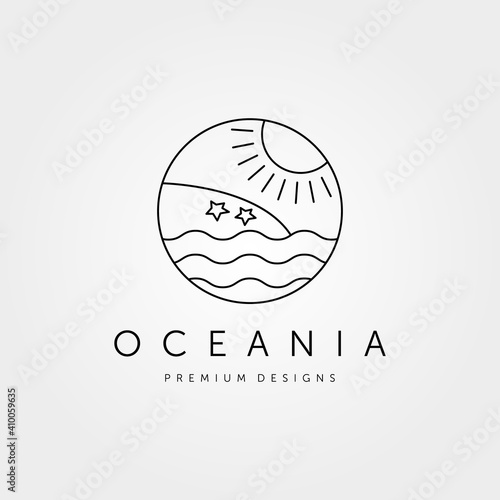 tropical island vector logo line art minimalist symbol illustration design