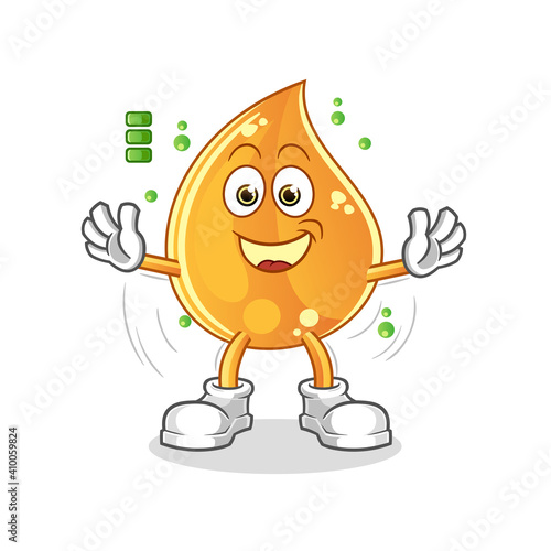 oil drop full battery character. cartoon mascot vector
