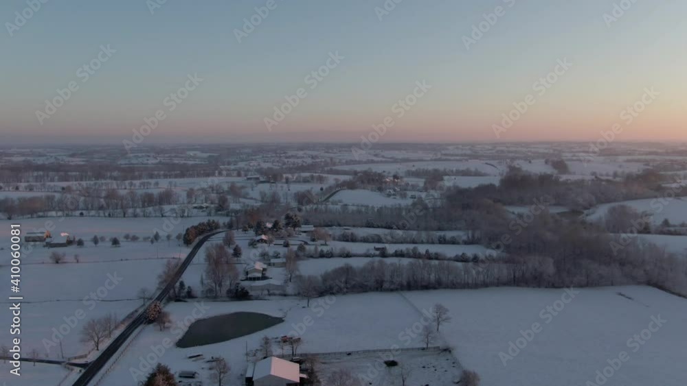 Slide Left Over a Snow Covered Countryside Before Sunrise Slide Left Over a Snow Covered Countryside Before Sunrise