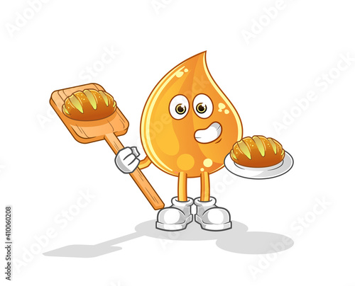 oil drop baker with bread cartoon. cartoon mascot vector