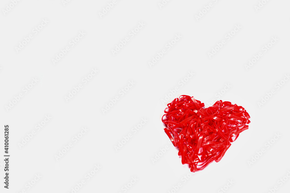 Red heart texture isolated picture concept romantic valentines celebration on white background copy space for text.