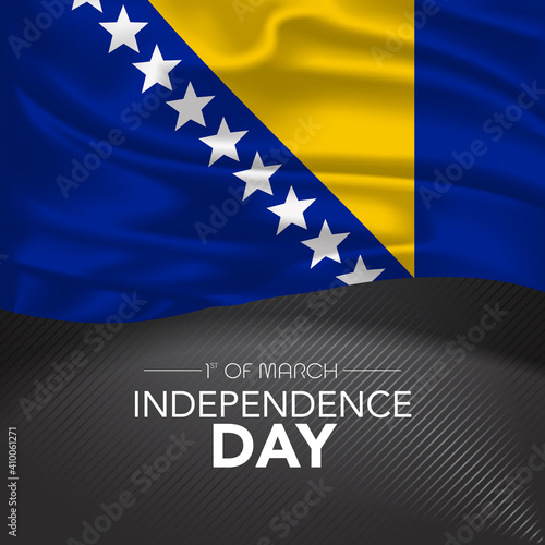 Bosnia and Herzegovina happy independence day greeting card, banner, vector illustration