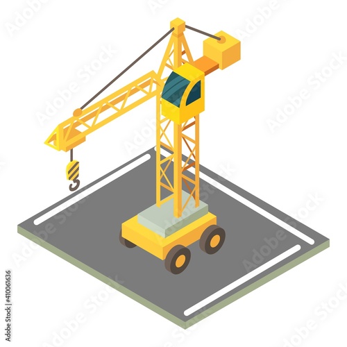 Construction crane icon. Isometric illustration of construction crane vector icon for web