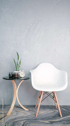 Minimalist grey concept interior design for home decoration with a copy space