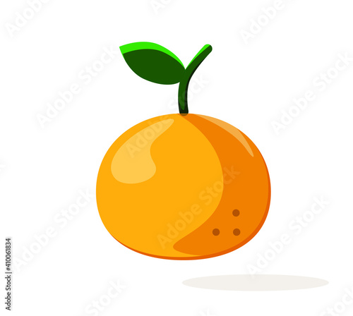 Orange tangerine with a leaf on a white background