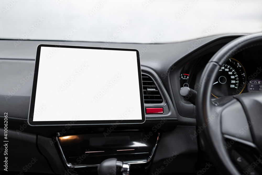 Blank tablet screen in a self-driving