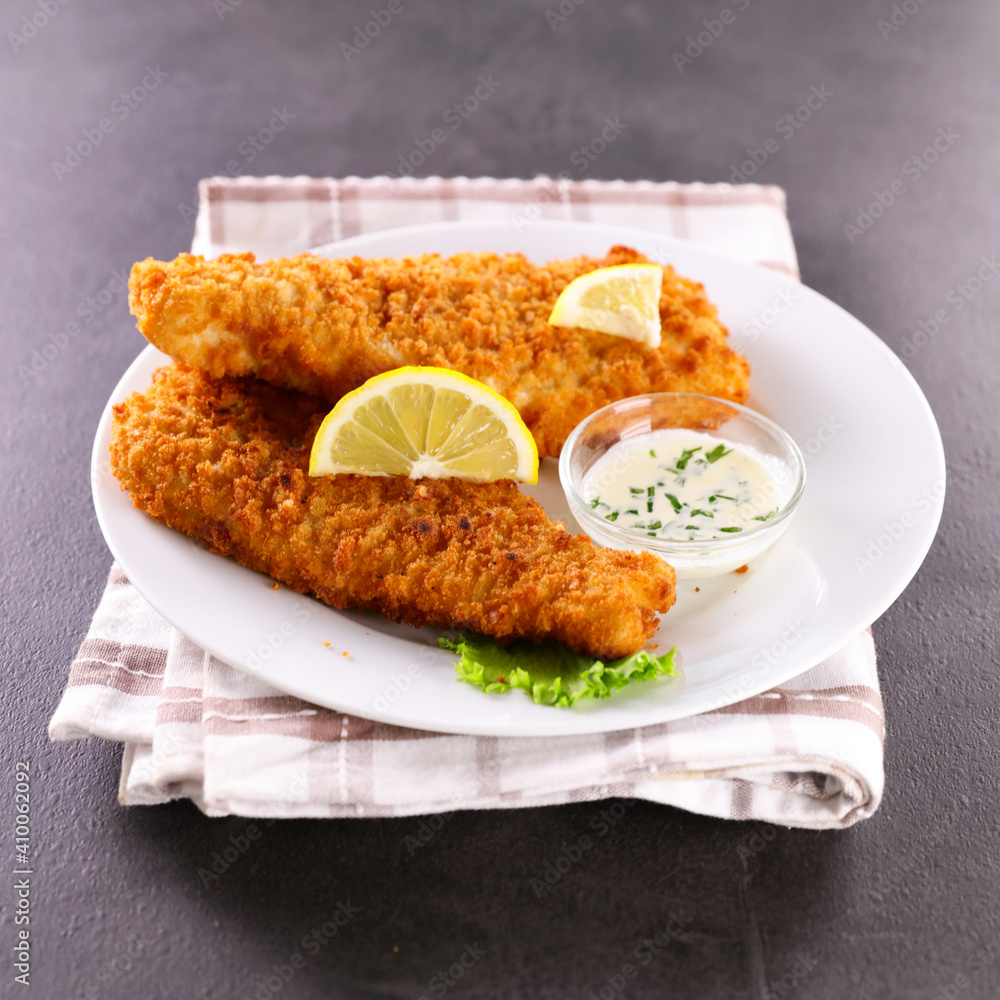 crispy breaded fish fillet and lemon crispy breaded fish fillet and lemon