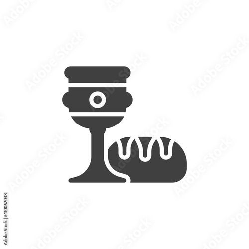 Bread and wine cup vector icon. filled flat sign for mobile concept and web design. Holy communion glyph icon. Symbol, logo illustration. Vector graphics