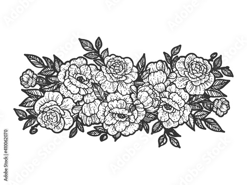 flowers tattoo sketch raster illustration