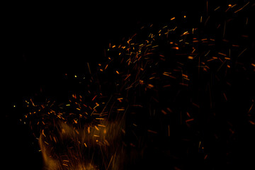 flame fire with sparks on black background