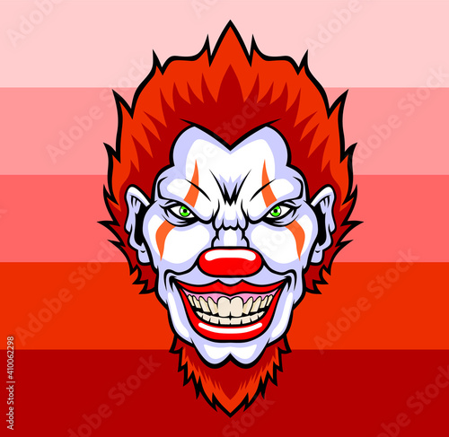 Evil cartoon clown illustration.