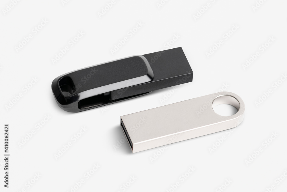 Two USB flash drive mockup technology data storage device Two USB flash drive mockup technology data storage device