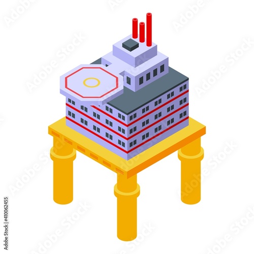 Sea drilling rig icon. Isometric of sea drilling rig vector icon for web design isolated on white background