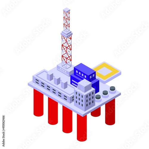 Sea drilling rig industry icon. Isometric of sea drilling rig industry vector icon for web design isolated on white background