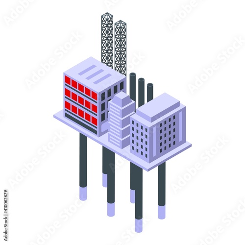 Sea drilling rig electric icon. Isometric of sea drilling rig electric vector icon for web design isolated on white background