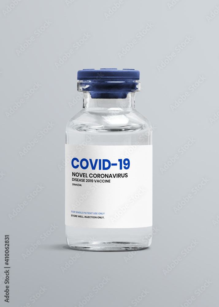 Covid 19 vaccine in glass bottle Covid 19 vaccine in glass bottle