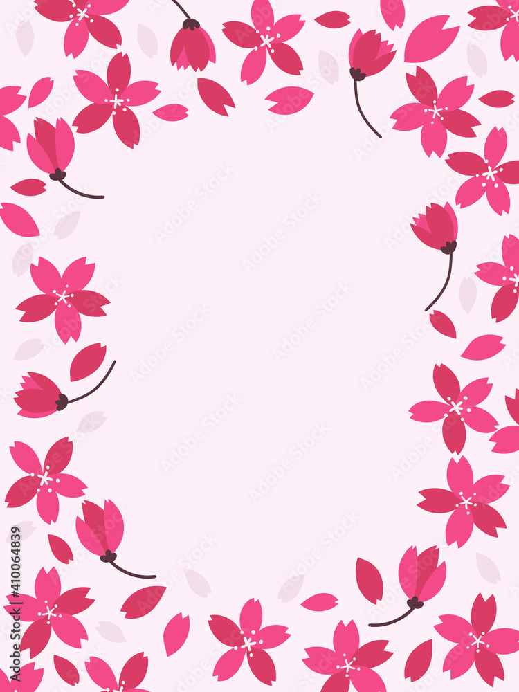 Dark pink cherry blossom frame