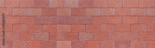 Panorama of Vintage brown stone brick wall pattern and background seamless