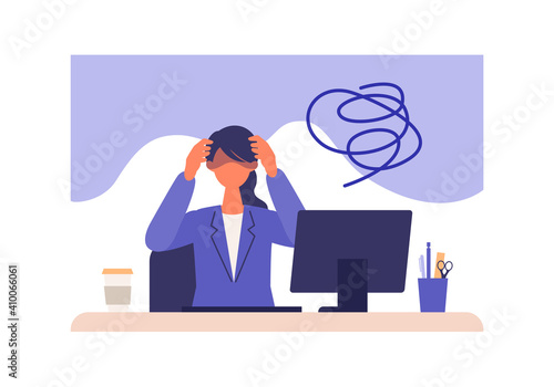 Businesswoman suffering from his depression. Clinical Depression concept.