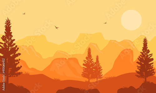 Nice views nature in edge of city on afternoon. Vector illustration
