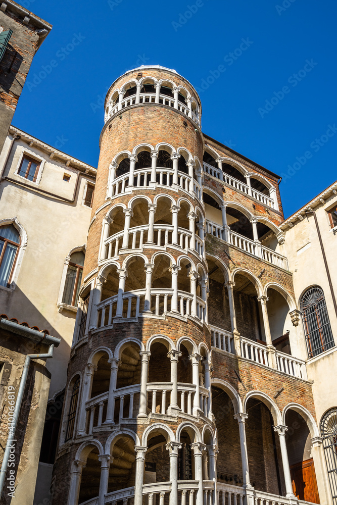 Scala Contarini del Bovolo is a hidden gem of Venice famous for its spiral staircase, Italy