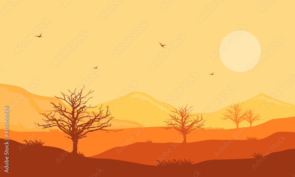 A nice views nature on edge of city at afternoon. Vector illustration
