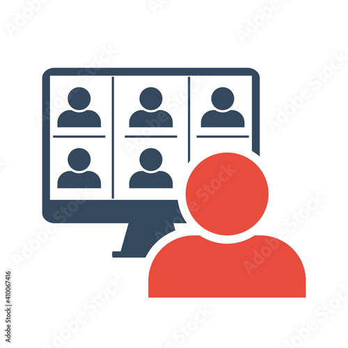 online video conversation, flat vector bicolor icon