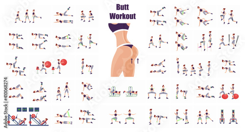 Fitness exercises for buttocks and legs. Buttock training for women. Exercise equipment for legs and buttocks.