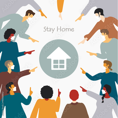 stay home poster. stay home advice. Poster urging you to stay home to protect yourself from the new COVID coronavirus. slogan stay at home poster or web banner for social media.