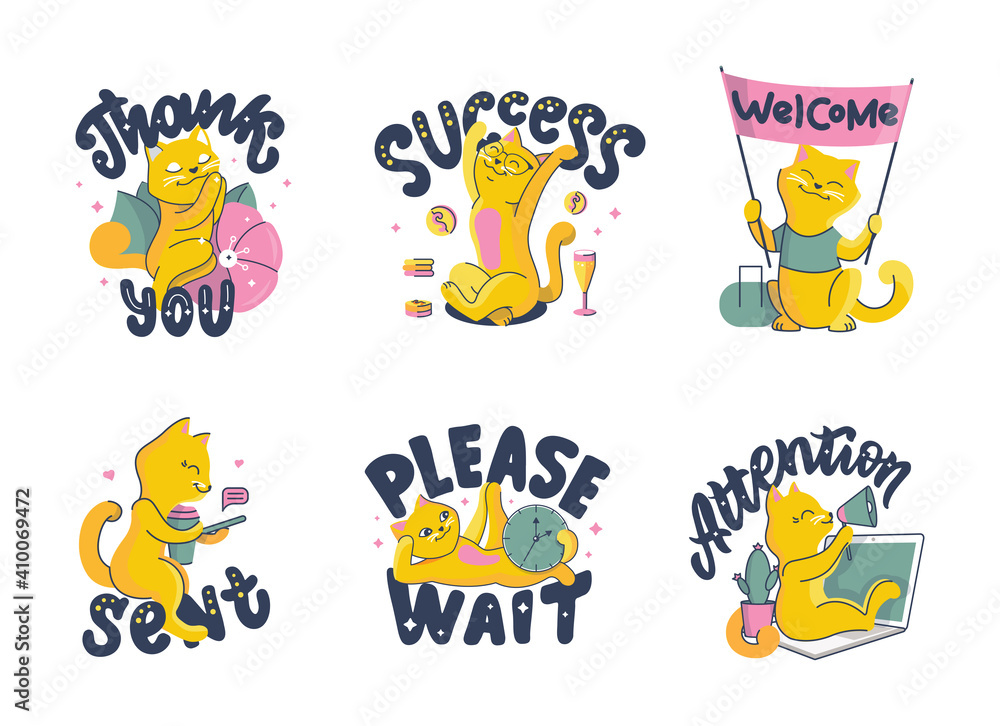 The set of vector illustrations with cats for web designs