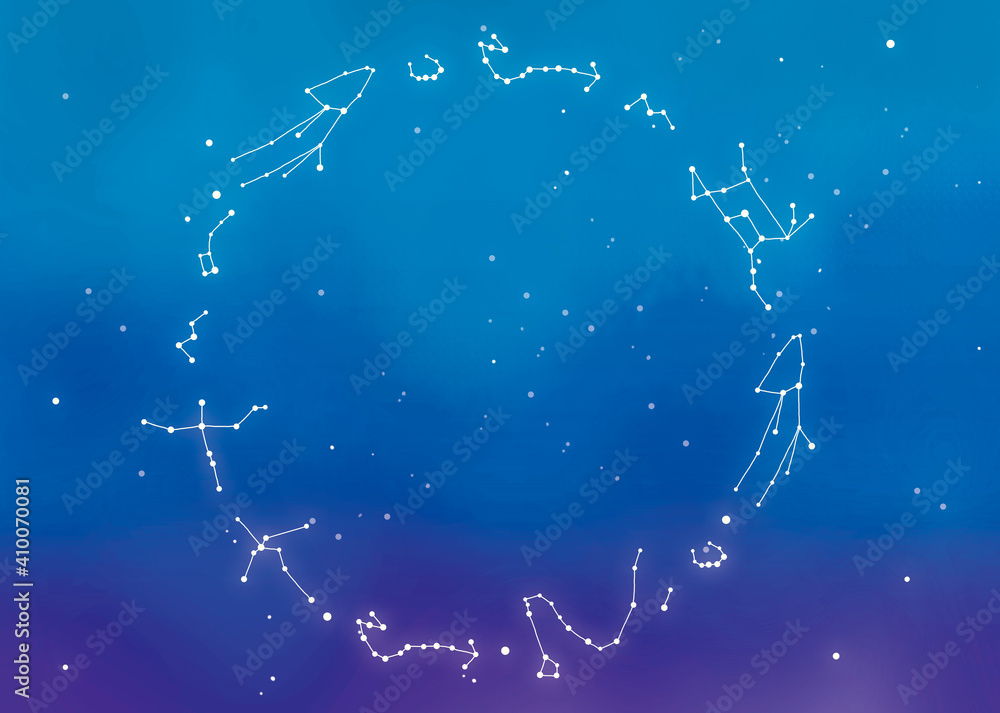 夏の星座と天の川と夜空のイラスト Ilustracion De Stock Adobe Stock