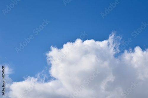 Beautiful blue sky with cloud, lovely day, nature background. © OrawanJLovatt