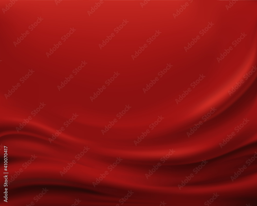 Sticker Red silk background. A lot of crumpled folds