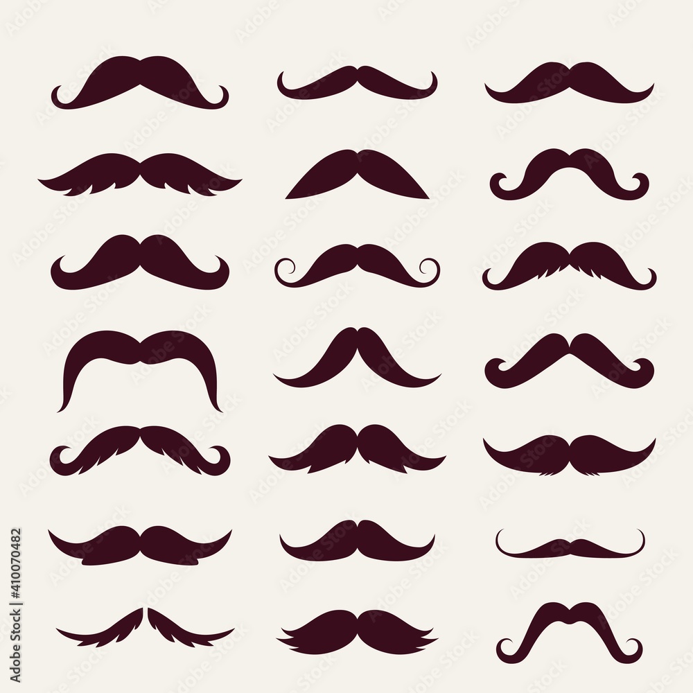 Mustache trendy styles set. Brown mustache curly horseshoe imperial pencil english pyramid italian and vintage narrow french walrus brush male hipster modern fashion. Chevron vector. Mustache trendy styles set. Brown mustache curly horseshoe imperial pencil english pyramid italian and vintage narrow french walrus brush male hipster modern fashion. Chevron vector.