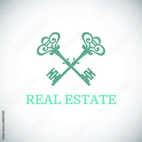 Real estate logo design. Logo with keys. Vector illustration