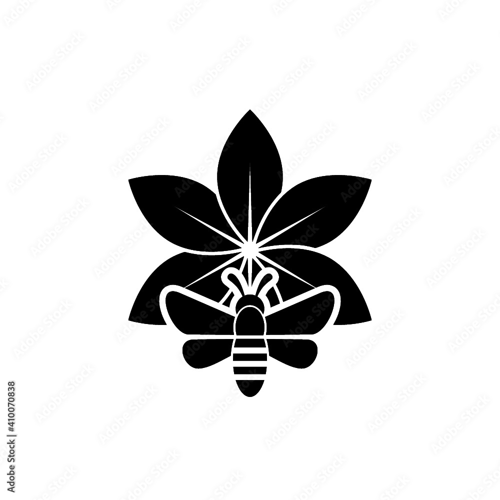 Bee on flower icon isolated on white background Bee on flower icon isolated on white background