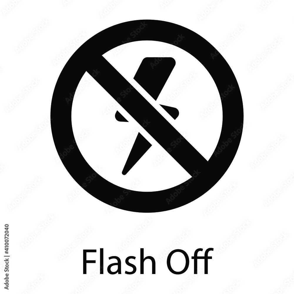 disable flash glyph icon isolated on white background disable flash glyph icon isolated on white background