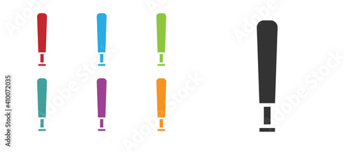 Black Baseball bat icon isolated on white background. Sport equipment. Set icons colorful. Vector Illustration.