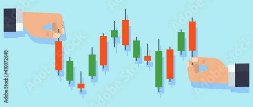 Stockbroker keeps track of the Japanese candlestick chart.