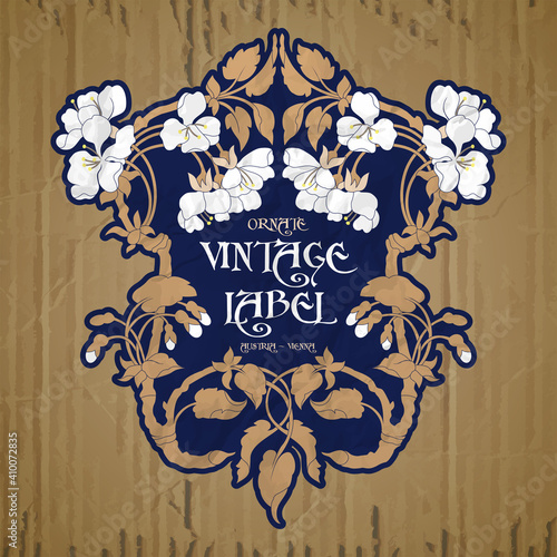 vector vintage items: label art nouveau