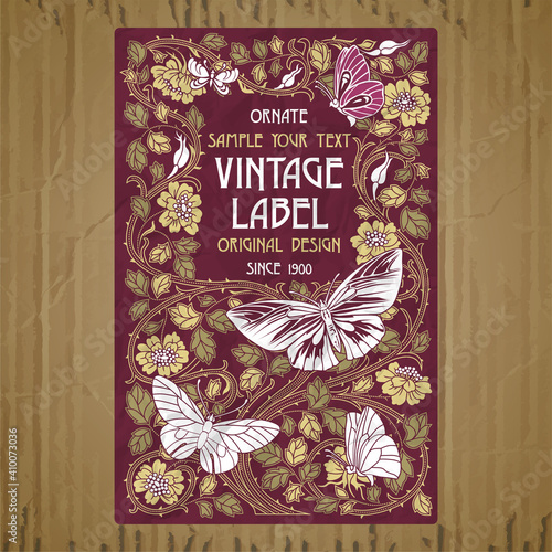 vector vintage items: label art nouveau