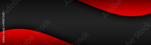 Abstract black and red wave banner. Vector header with blank space for your text. Modern corporate design vector illustration