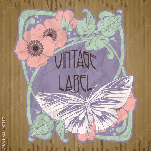 vector vintage items: label art nouveau