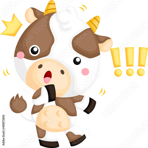 a vector of a cute surprised cow