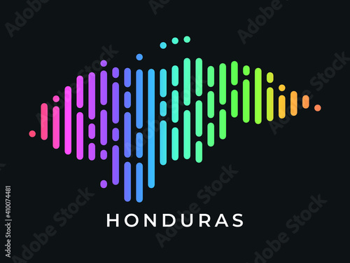 Digital modern colorful rounded lines Honduras map logo vector illustration design.